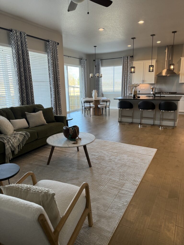 Great room staged by KISS Designs _Berthoud, CO
