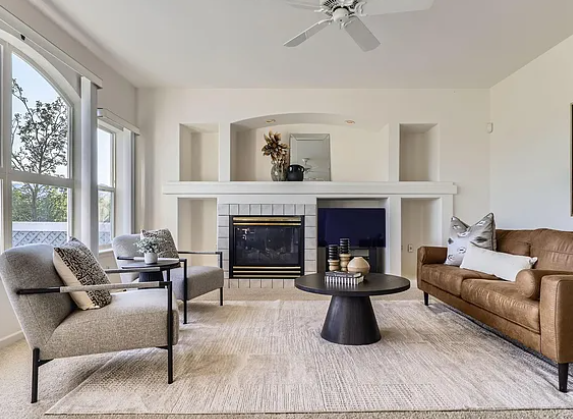 family room 3 Littleton - staged by KISS Designs